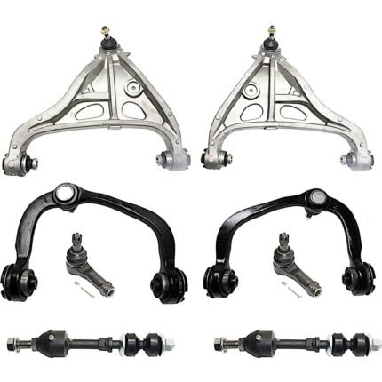 TrueDrive 8-Piece Kit Front, Driver and Passenger Side, Upper and Lower Control Arm with Sway Bar Links and Tie Rod Ends, Rear Wheel Drive