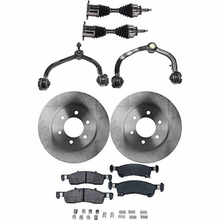 TrueDrive 8-Piece Kit Front, Driver and Passenger Side Axle Assembly, 4WD, For Models With Auto Adjusting Suspension, includes Brake Discs, Brake Pad Sets, and Control Arms