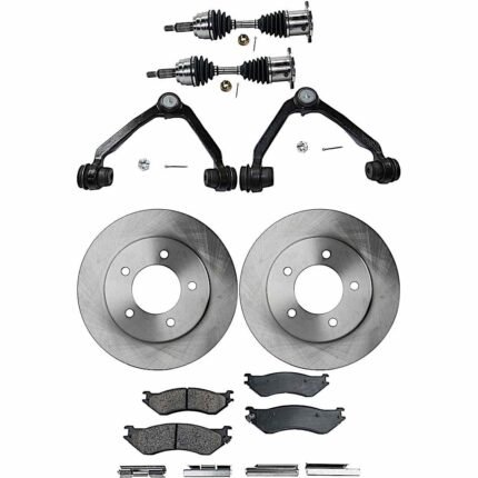 TrueDrive 8-Piece Kit Front, Driver and Passenger Side Axle Assembly - New, Includes (2) Axle Assembly, (2) Brake Disc, (1) Brake Pad Set, and (2) Control Arm