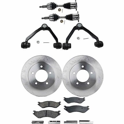 TrueDrive 8-Piece Kit Front, Driver and Passenger Side Axle Assembly - New, Includes (2) Axle Assembly, (2) Brake Disc, (1) Brake Pad Set, and (2) Control Arm