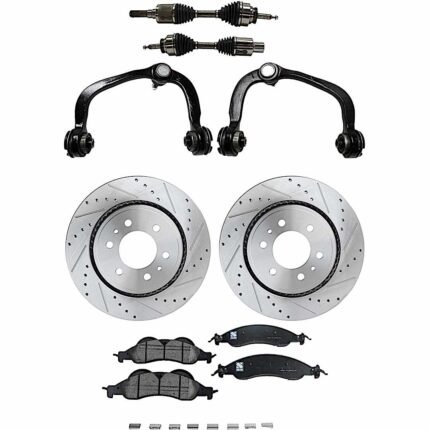 TrueDrive 8-Piece Kit Front, Driver and Passenger Side Axle Assembly, 4WD, includes Brake Discs, Brake Pad Sets, and Control Arms