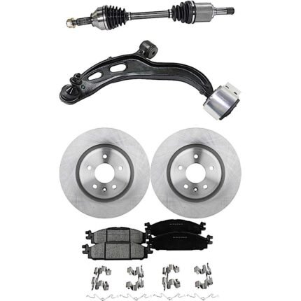 TrueDrive 5-Piece Kit Front, Driver Side, Lower Control Arm with Axle Assembly, Brake Discs, and Brake Pad Set