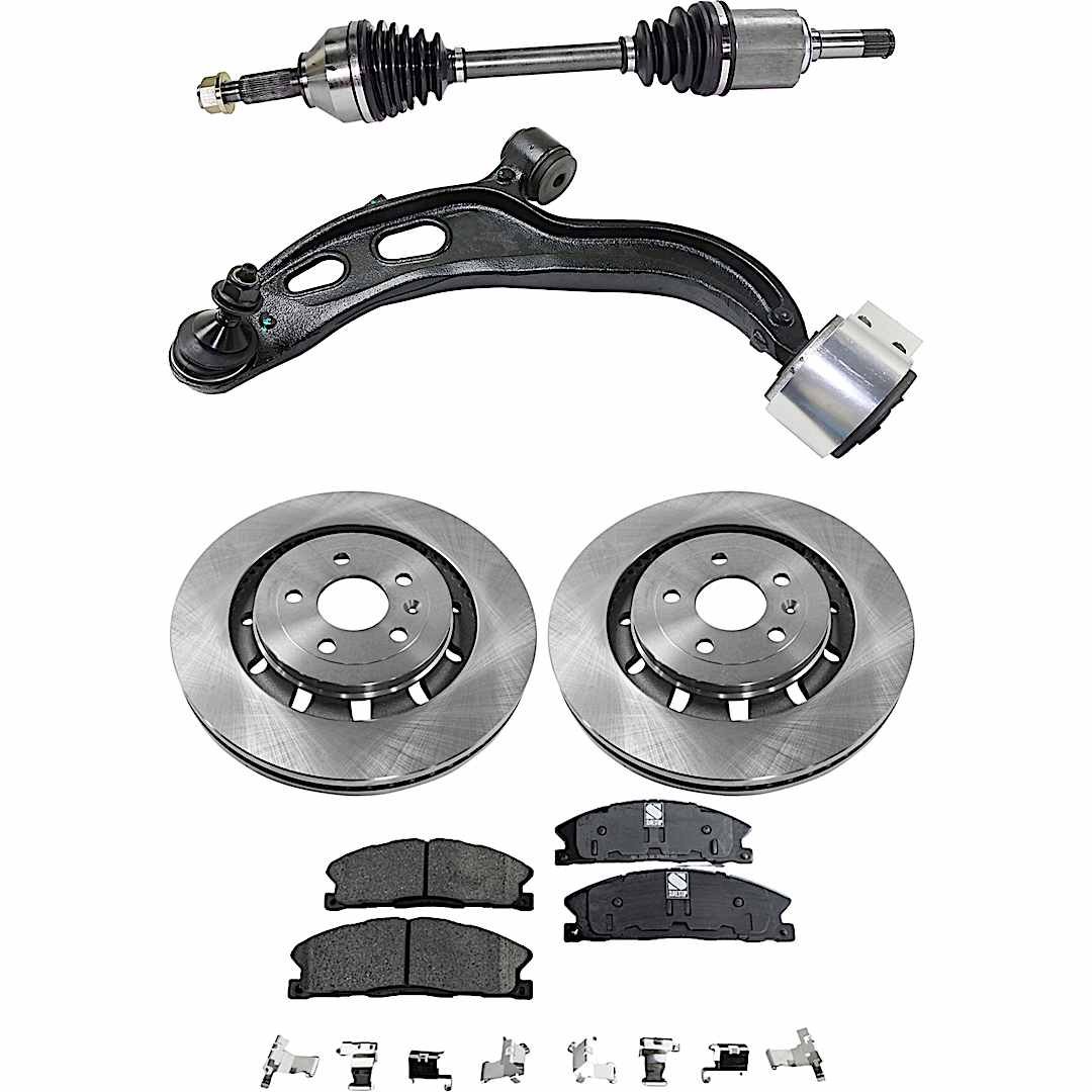 kit-040422-046_1.jpg TrueDrive 5-Piece Kit Front, Driver Side, Lower Control Arm, includes Axle Assembly, Brake Discs, and Brake Pad Set - Image 1