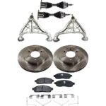 TrueDrive 8-Piece Kit Front, Driver and Passenger Side Control Arm Kit, 4WD, 6 Lug, includes (2) Axle Assembly, (2) Brake Disc, (1) Brake Pad Set, and (2) Control Arm
