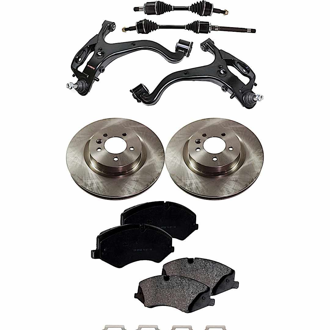 kit-040422-054_1.jpg TrueDrive 7-Piece Kit Front, Driver and Passenger Side, Lower Control Arm, 4WD, 360mm Front Disc, Except Brembo Front Calipers, includes Axle Assembly, Brake Discs, and Brake Pad Set - Image 1