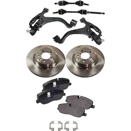 TrueDrive 7-Piece Kit Front, Driver and Passenger Side, Lower Control Arm, 4WD, includes Axle Assembly, Brake Discs, and Brake Pad Set