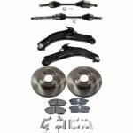 TrueDrive 8-Piece Kit Front, Driver and Passenger Side Axle Assembly with Brake Discs, Brake Pad Set, and Control Arms, Automatic CVT Transmission