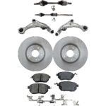 TrueDrive 8-Piece Kit Front, Driver and Passenger Side Axle Assembly with Brake Discs, Brake Pad Set, and Control Arms, FWD