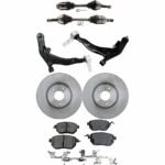 TrueDrive 8-Piece Kit Front, Driver and Passenger Side Axle Assembly with Brake Discs, Brake Pad Set, and Control Arms, AWD