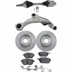 TrueDrive 5-Piece Kit Front, Passenger Side, Lower Control Arm with Axle Assembly, Brake Discs, and Brake Pad Set, AWD