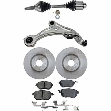 TrueDrive 5-Piece Kit Front, Passenger Side, Lower Control Arm with Axle Assembly, Brake Discs, and Brake Pad Set, AWD
