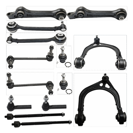 TrueDrive 14-Piece Kit Front, Driver and Passenger Side Suspension Includes Ball Joint, Control Arm, Sway Bar Link, and Tie Rod End, RWD