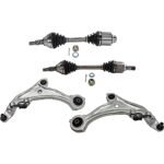 TrueDrive 8-Piece Kit Front, Driver and Passenger Side Axle Assembly with Brake Discs, Brake Pad Set, and Control Arms, AWD