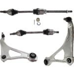 TrueDrive 7-Piece Kit Front, Driver and Passenger Side, Lower Control Arm, Sedan, includes Axle Assembly, Brake Discs, and Brake Pad Set