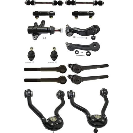 TrueDrive 15-Piece Kit Front, Driver and Passenger Side, Upper Control Arm, 4WD, includes Ball Joints, Idler Arm, Idler Arm Bracket, Pitman Arm, Sway Bar Links, Tie Rod Adjusting Sleeves, and Tie Rod Ends