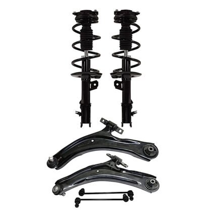 TrueDrive 6-Piece Kit Front, Driver and Passenger Side, Lower Control Arms with Loaded Strut, and Sway Bar Links, with Greaseable Socket Design To Reduce Corrosion and Wear