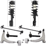TrueDrive 8-Piece Kit Front, Driver and Passenger Side, Lower Control Arms with Loaded Struts, Sway Bar Links, and Tie Rod Ends