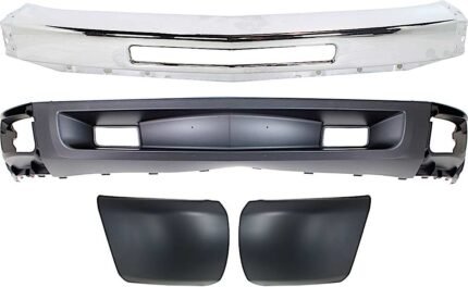 Replacement 4-Piece Kit, Front Bumper, For Models Without Fog Lights, For Models With Tow Hook Holes, Chrome, Includes (1) Bumper, (2) Bumper End, and (1) Valance