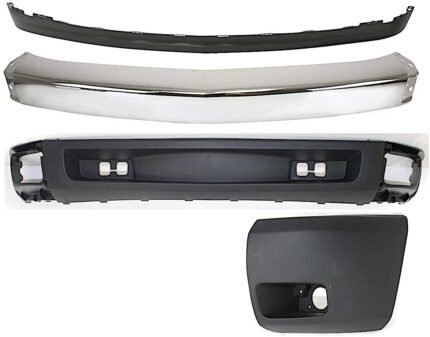 Replacement 4-Piece Kit, Front Bumper, Chrome, Includes (1) Bumper, (1) Bumper End, and (2) Valance
