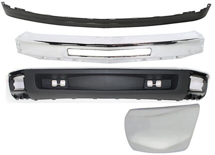 Replacement 4-Piece Kit, Front Bumper, Chrome, Includes (1) Bumper, (1) Bumper End, and (2) Valance