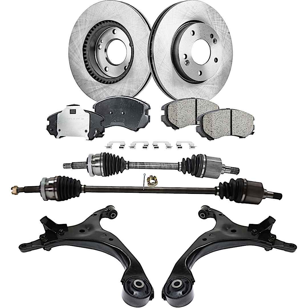 kit-050222-053_1.jpg TrueDrive 8-Piece Kit Front, Driver and Passenger Side Axle Assembly, Automatic Transmission, With Electronic Stability Control, Wheel Drive, Includes Brake Discs, Brake Pad Sets, and Control Arms - Image 1