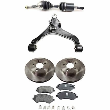 TrueDrive 5-Piece Kit Front, Driver Side, Lower Control Arm with Axle Assembly, Brake Discs, and Brake Pad Set, 4WD