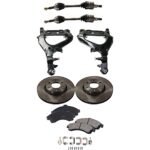 TrueDrive 7-Piece Kit Front, Driver and Passenger Side, Lower Control Arm with Axle Assemblies, Brake Discs, and Brake Pad Set