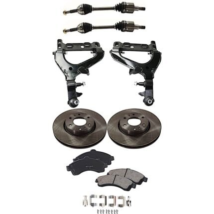 TrueDrive 7-Piece Kit Front, Driver and Passenger Side, Lower Control Arm with Axle Assemblies, Brake Discs, and Brake Pad Set