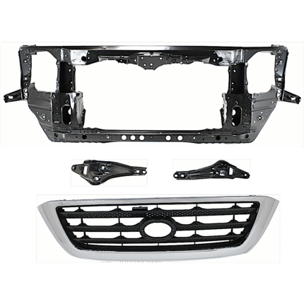 JC Whitney 4-Piece Kit Radiator Support Assembly Includes (2) Grille Bracket, (1) Grille Assembly and (1) Radiator Support
