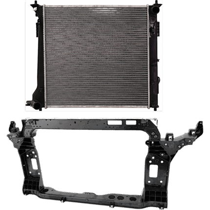 JC Whitney 2-Piece Kit Radiator Support Assembly, 1.6L, 4Cyl Includes (1) Radiator and (1) Radiator Support