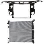 JC Whitney 2-Piece Kit Radiator Support Assembly Includes (1) Radiator and (1) Radiator Support