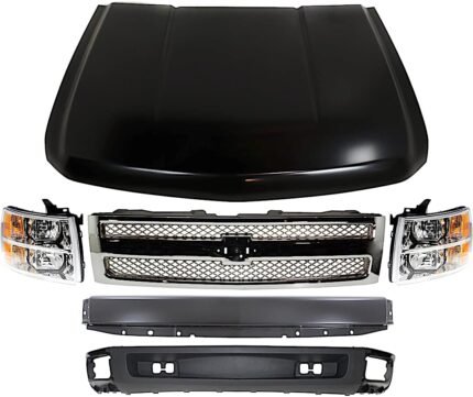 Replacement 6-Piece Kit, Grille Chrome, Includes (1) Bumper, (1) Grille, (2) Headlight, (1) Hood, and (1) Valance