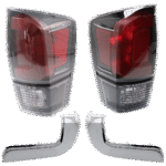 Replacement 4-Piece Kit Driver and Passenger Side Halogen Tail Light, With bulb(s), Includes (2) Bumper End and (2) Tail Light