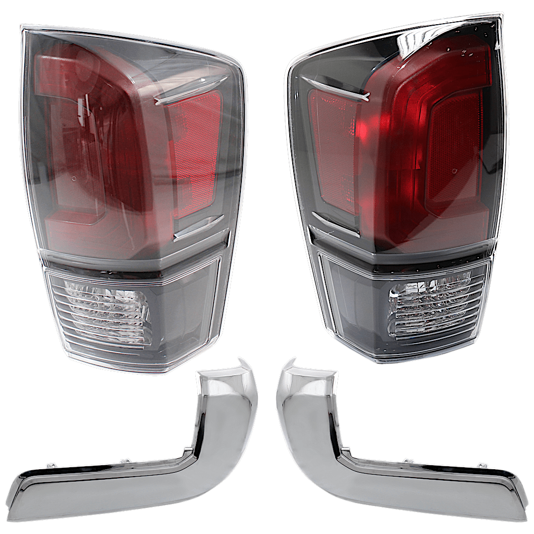 kit-050724-11_1.png Replacement 4-Piece Kit Driver and Passenger Side Halogen Tail Light, With bulb(s), Includes (2) Bumper End and (2) Tail Light - Image 1