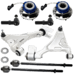 TrueDrive 10-Piece Kit Front, Driver and Passenger Side, Lower Control Arm with Sway Bar Links, Tie Rod Ends, and Wheel Hubs