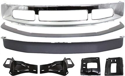 Replacement 7-Piece Kit, Front Bumper, Chrome, Includes (1) Bumper, (4) Bumper Bracket, (1) Bumper Trim, and (1) Valance
