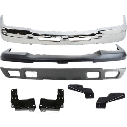 Replacement 7-Piece Kit, Front, Upper Textured Bumper Cover, Includes (1) Bumper, (4) Bumper Bracket, (1) Bumper Cover, and (1) Valance