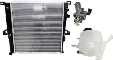 Replacement 3-Piece Kit Radiator, 2.3L Engine, Aluminum Core, Plastic Tank, includes Coolant Reservoir and Thermostat