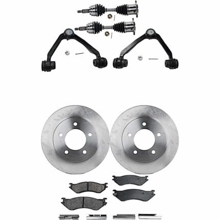 TrueDrive 8-Piece Kit Front, Driver and Passenger Side Axle Assembly - New, Includes (2) Axle Assembly, (2) Brake Disc, (1) Brake Pad Set, and (2) Control Arm