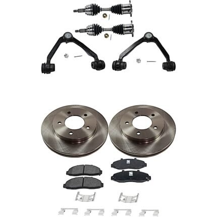 TrueDrive 8-Piece Kit Front Axle Assembly with Brake Discs, Brake Pad Set, and Control Arms, Four Wheel Drive
