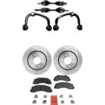 TrueDrive 8-Piece Kit Front, Driver and Passenger Side Axle Assemblies , includes (2) Axle Assembly, (2) Brake Disc, (1) Brake Pad Set, and (2) Control Arm, 4WD