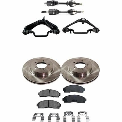 TrueDrive 8-Piece Kit Front Axle Assembly with Brake Discs, Brake Pad Set, and Control Arms