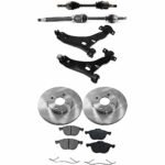 TrueDrive 8-Piece Kit Front, Driver and Passenger Side Axle Assembly with Brake Discs, Brake Pad Set, and Control Arms, Automatic Transmission