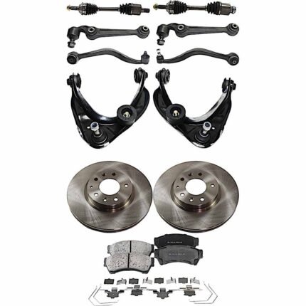TrueDrive 12-Piece Kit Front, Driver and Passenger Side Axle Assembly with Brake Discs, Brake Pad Set, and Control Arms, AWD, 6-Speed Automatic Transmission