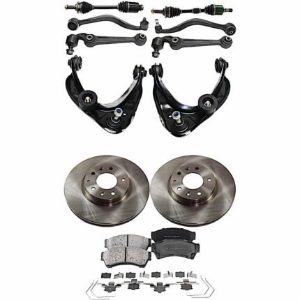 TrueDrive 12-Piece Kit Front Axle Assembly with Brake Discs, Brake Pad Set, and Control Arms