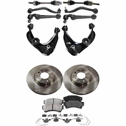 TrueDrive 12-Piece Kit Front Axle Assembly with Brake Discs, Brake Pad Set, and Control Arms, Automatic Transmission