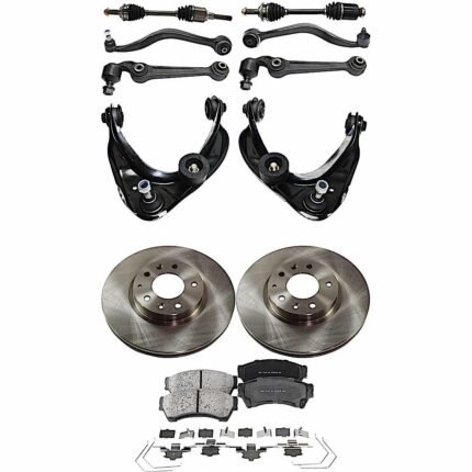 TrueDrive 12-Piece Kit Front Axle Assembly with Brake Discs, Brake Pad Set, and Control Arms, Automatic Transmission