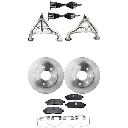 TrueDrive 7-Piece Kit Front, Driver and Passenger Side, Lower Control Arm, 7 Lugs, Includes (2) Axle Assembly, (2) Brake Disc, (1) Brake Pad Set, and (2) Control Arm