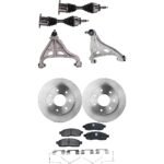 TrueDrive 7-Piece Kit Front, Driver and Passenger Side, Lower Control Arm, with 7-Stud Rotor, Includes (2) Axle Assembly, (2) Brake Disc, (1) Brake Pad Set, and (2) Control Arm