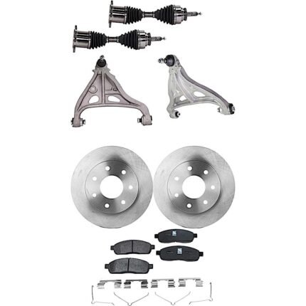 TrueDrive 7-Piece Kit Front, Driver and Passenger Side, Lower Control Arm, with 7-Stud Rotor, Includes (2) Axle Assembly, (2) Brake Disc, (1) Brake Pad Set, and (2) Control Arm